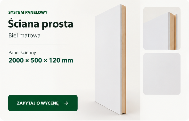 Panel AŁTAJ do ściany prostej w bieli matowej