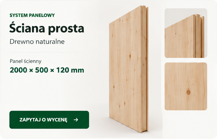 Panel AŁTAJ do ściany prostej w naturalnym drewnie
